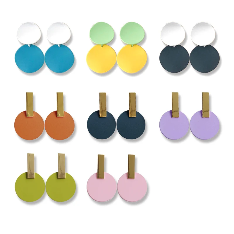 

Earring for women Summer Dangle Drop Geometric orecchini Earrings Candy Color Gold Girl Earring Blue Earings Fashion Jewelry