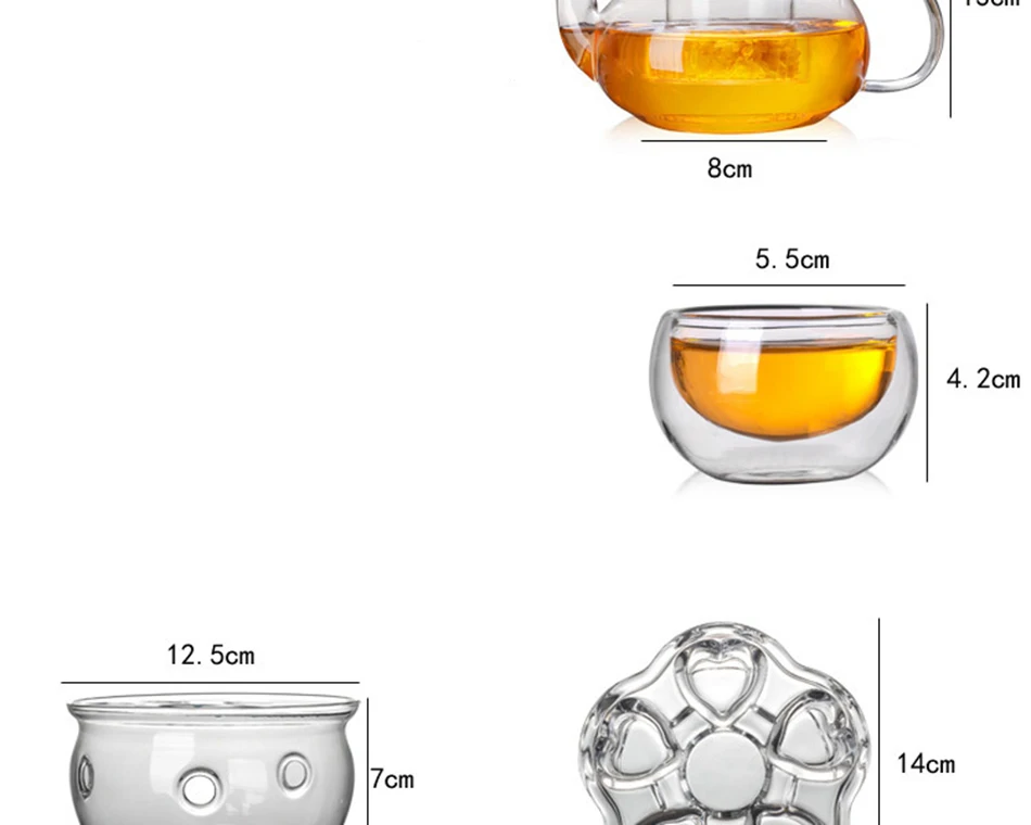 Боросиликатный термостойкий кунг-фу стеклянный чайник чайный набор чайных чашек кофейный набор стеклянный Цветущий чайный горшок набор с заваркой Прямая поставка