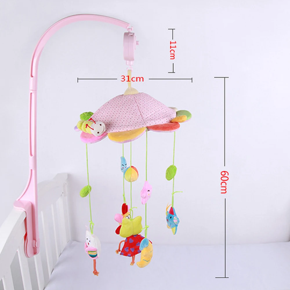 Baby Mobile Crib Bell Toys Cartoon Musical Box With Holder Arm Music Newborn Rotating Bed Bell Plush Toy Early Learning Bed Bell