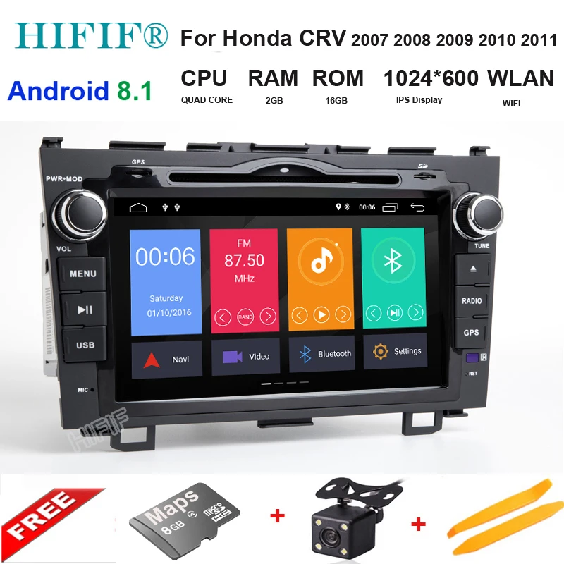 

IPS 1024*600 Car Radio Multimedia Player 8" Android 8.1 Auto DVD Radio navigation for Honda CRV 2007-2011 stereo wifi navi gps