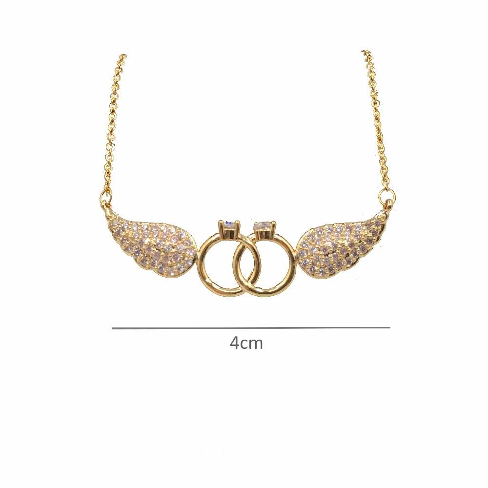 HADIYANA, кубический цирконий, крылья, подвеска, ожерелье для женщины, подарок, звено цепи, мода, две круглые формы, с кулоном ангела, XL056