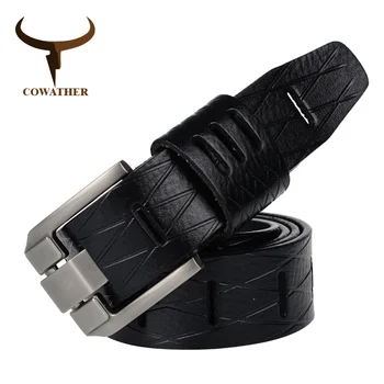 

COWATHER hot sale men's belts cow genuine leather belt for men alloy pin buckle male strap dress free shipping