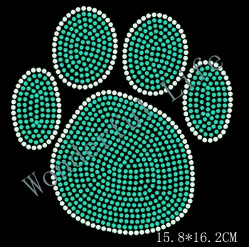 

YX Free shipping hot fix motif rhinestones crystal iron on transfer fashion design clothing use tiger paw prints two colors