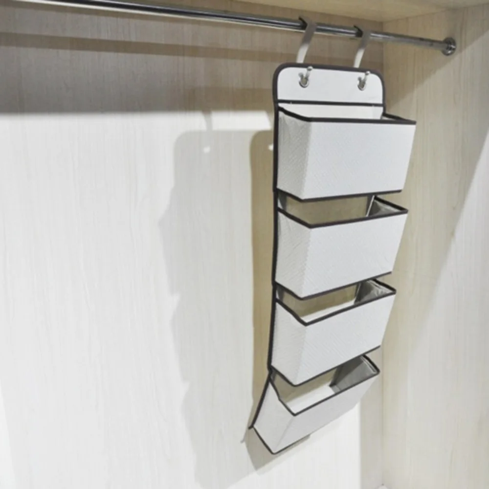 New 4 Layers Of Non-Woven Cloth Door Storage Hanging Bag saving space Cloth Wardrobe Storage Sorting Bag Shoe hanging organizer