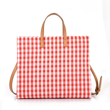 

Famous brand women bag 2019 new simple lattice runway bag Tote pack large capacity portable shopping bag
