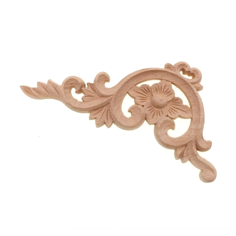 RUNBAZEF Wood Applique Carving European-style Furniture with Decorative Accessories Carved Door Heart Craft Decoration