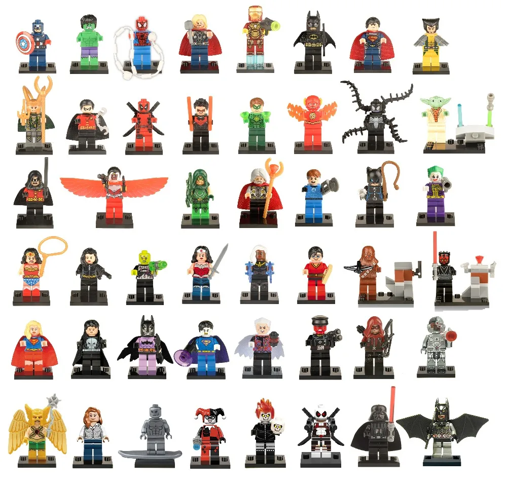 

Single Sale Marvel Avengers DC Justice League Super Heroes Batman Harley Quinn Silver Surfer Building Blocks Model Bricks Toys