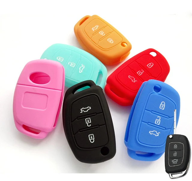 Silicone Car Key Case For Hyundai Elantra Tucson I40 I20 I10 Ix35 Ix45  Creta Santa Fe H-1 Cover Keyless Remote Fob 3 Button - Key Rings -  AliExpress