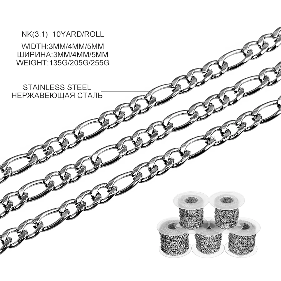 DC новое ожерелье из нержавеющей стали 10 ярдов/рулон NK звено цепи ожерелье s для женщин и мужчин для Diy ювелирных аксессуаров изготовление