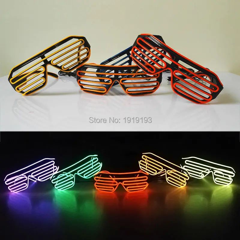 Мода персонализированные EL провода светящийся очки с DC3V диск 10 штук Hipster сувениры Neon светодиодные лампы мерцание очки как подарок