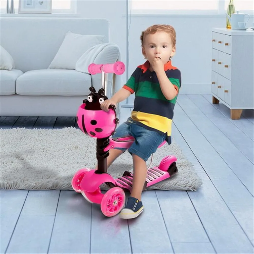 ANCHEER 3-Wheel Kick Scooter Children Scooters Adjustable Height Kids Scooter Bike with LED Light Up Wheels kids skateboard
