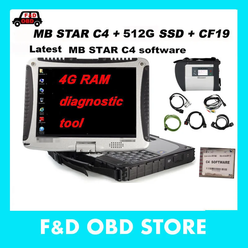 CF19 4G + MB Star C4 SD Подключение Новое компактное 4 полное программное обеспечение в 512
