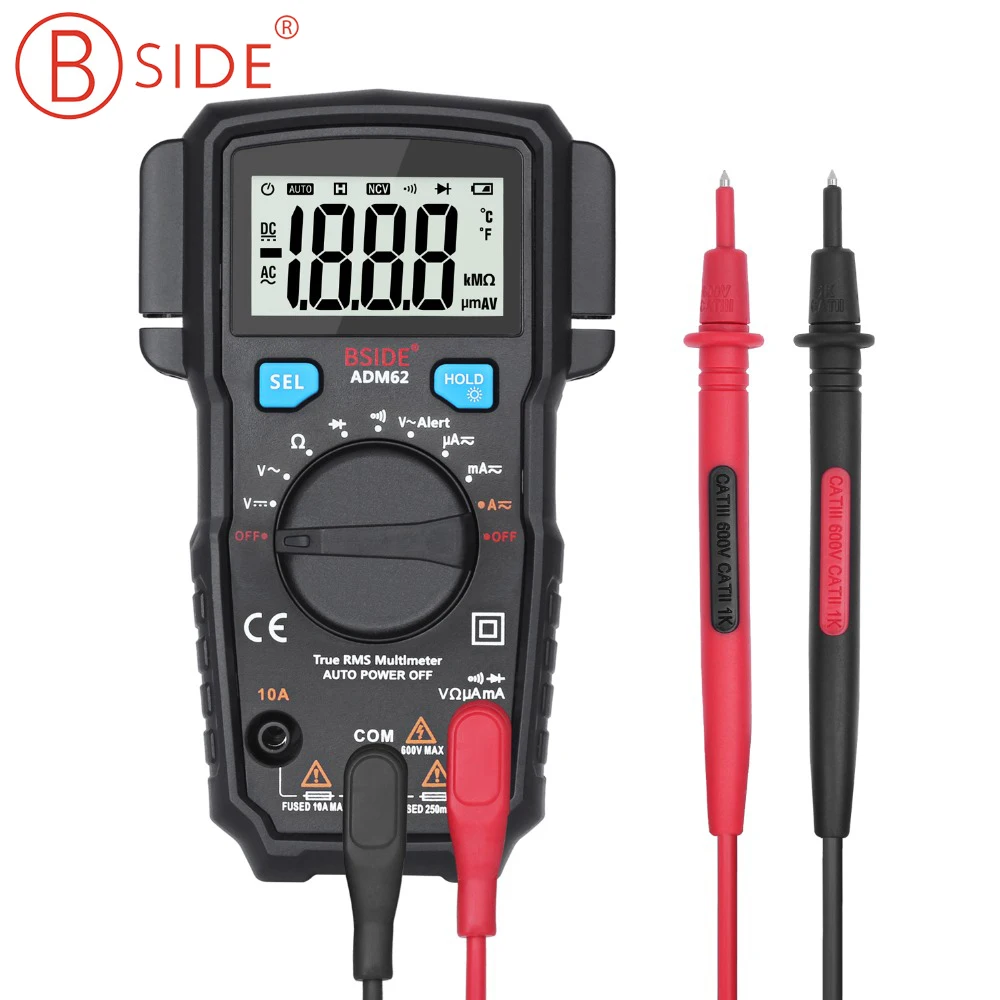 BSIDE ADM62 True RMS Digital Multimeter Auto Range DMM Dual Slot TRMS
