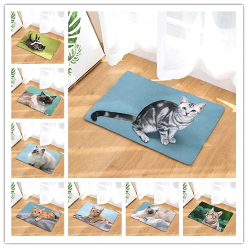 Cat Print Mats New Home Decor Cat Carpets Non slip Kitchen Rugs for