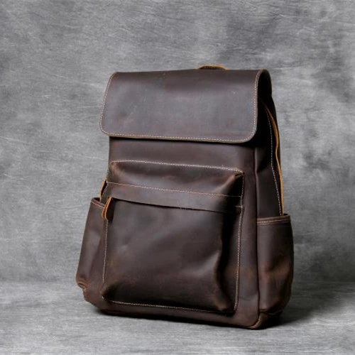 Мужские рюкзаки ручной работы из натуральной кожи известный дизайнер бизнес универсальный рюкзак бренд Винтаж воловья кожа школьная книга Сумка bolsa - Цвет: Coffee