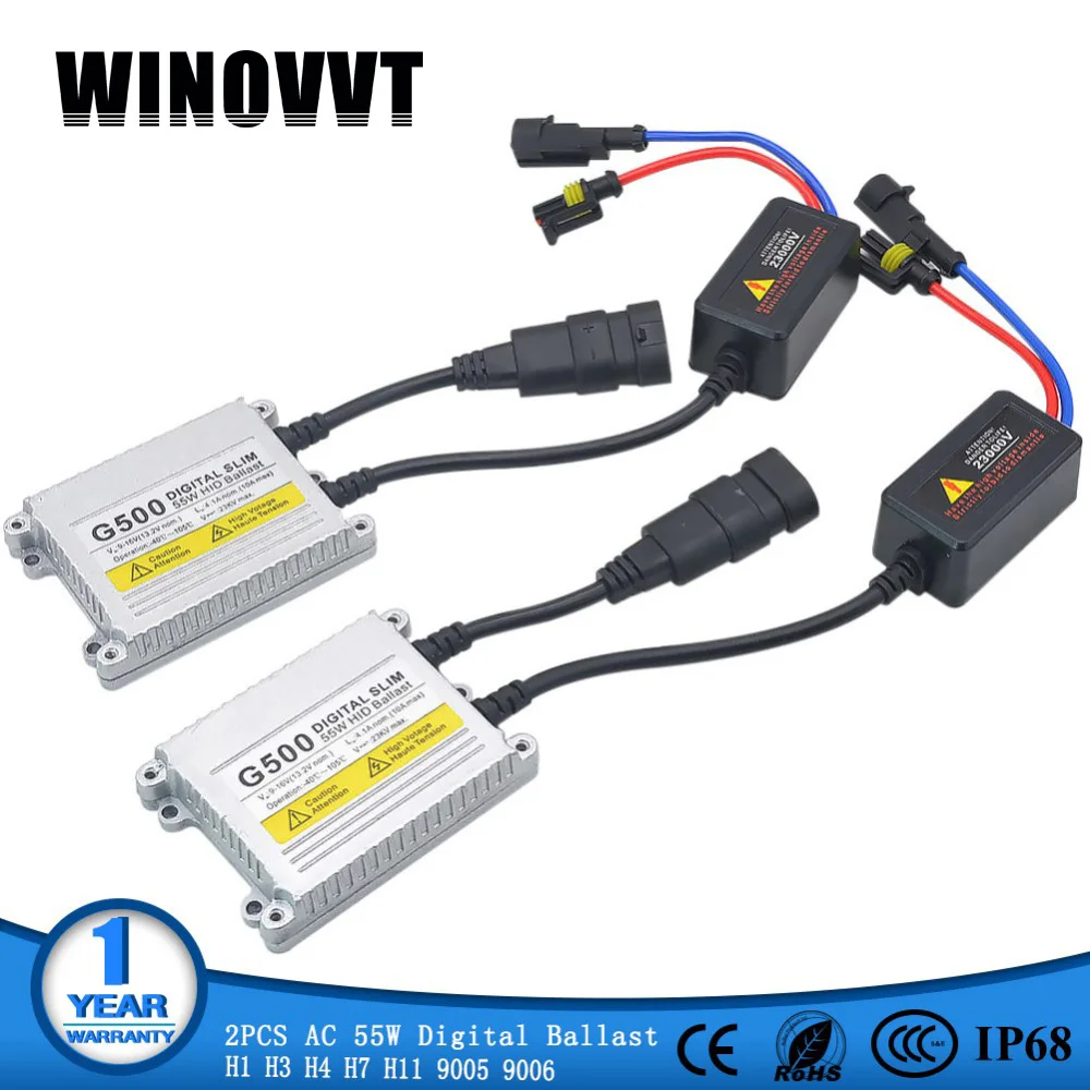 

2Pcs AC 55W HID Xenon Ballast G500 electronic Digital Ballast Led Light For Car HID Kit Xenon H7 H4 H1 H3 H11 9005 9006
