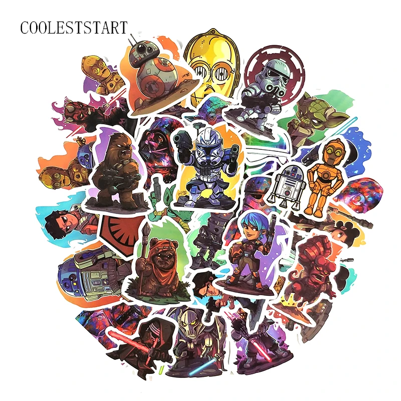 

50cs/Lot Star Wars Animation Style Stickers For Notebook Suitcase Refrigerator Motorcycle Skateboard Guitar Backpack Stickers