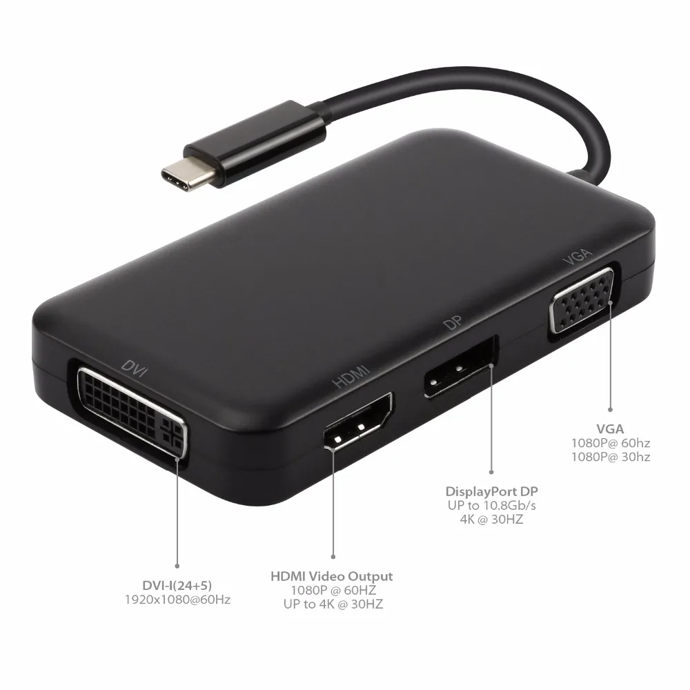 USB C концентратор мужской для DisplayPort DP 4K HDMI 4K DVI VGA 1080P разветвитель концентратор адаптер для MacBook samsung Galaxy S9 type C usb-хаб