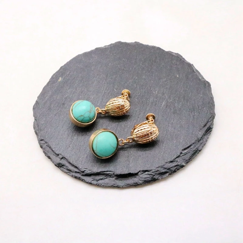

Free Shipping Natural Stone Clip Earring