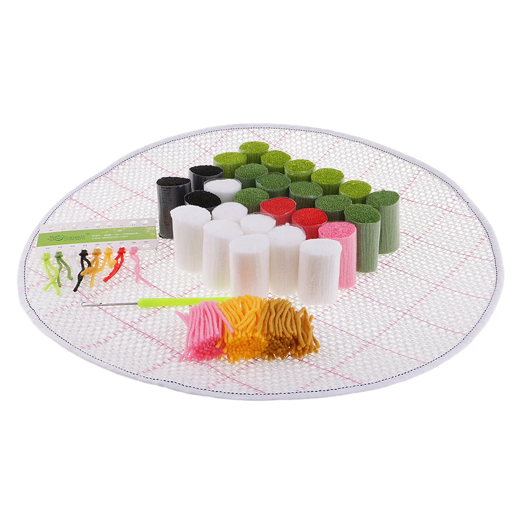 3 Sets Latch Hook Rug Making Kits for Beginners DIY Dog Cat Ladybird Embroidery Cushion Crafts