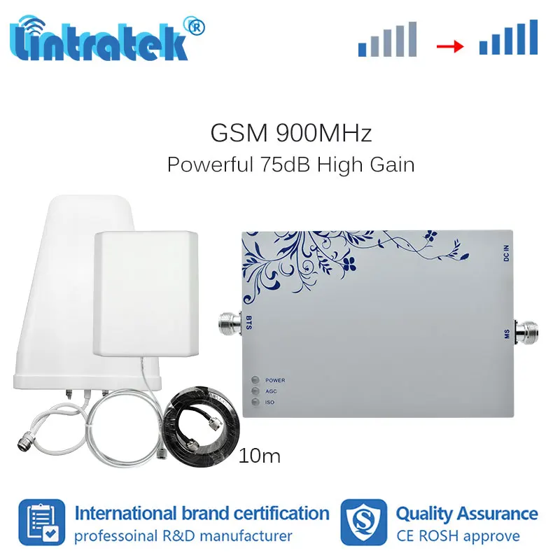 

Lintratek 75dB Gain GSM 900MHz Cellular Booster Cell phone Signal 900 Internet Voice Signal Repeater Celular Amplifier Set s7