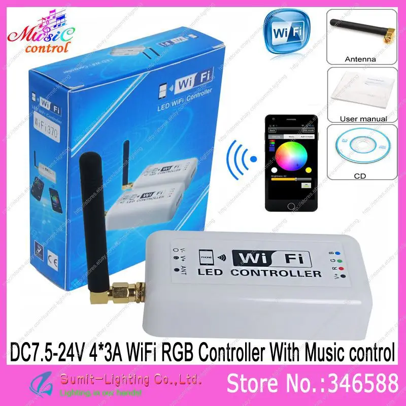 DC7.5-24V 4*3A Wifi RGB LED Controller Millions Color with Music Controller Mode for iPhone/iPad with Android or IOS system цена DC7.5-24V 4*3A Wifi RGB LED Controller Millions Color with Music Controller Mode for iPhone/iPad with Android or IOS system цены онлайн