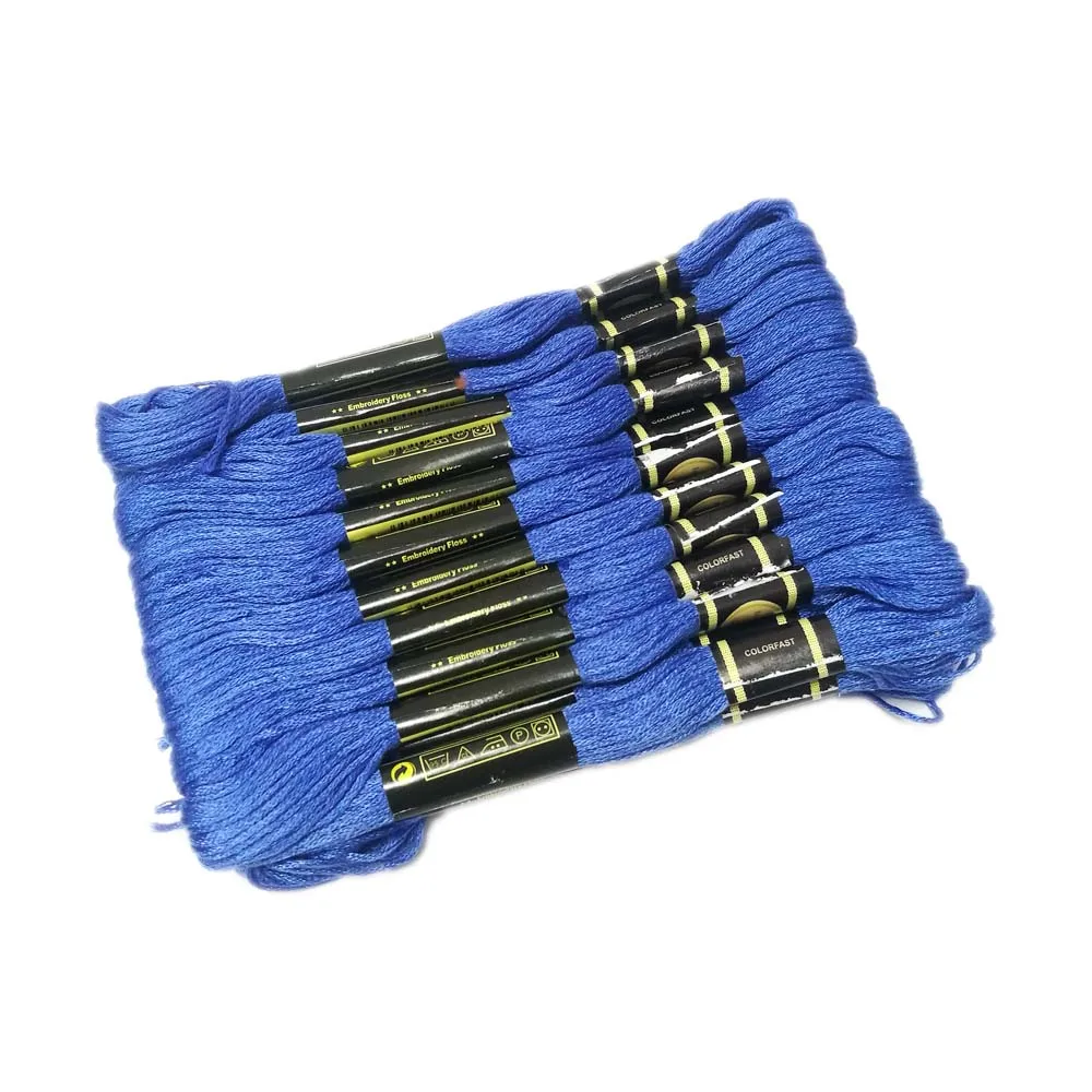 24 мотки мульти цветная вышивка нитки мулине Египетский длинный волокна DMC Вышивка крестом DIY Швейные Ремесло вышитые нить - Цвет: blue