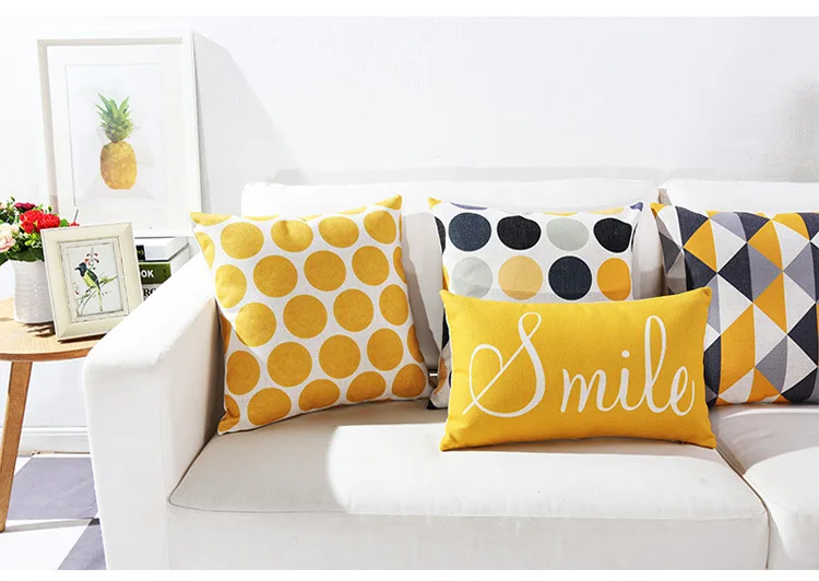 Черный, желтый, серый геометрический чехол для подушки, декоративная льняная наволочка для подушки, домашний декор, наволочка Ginkgo biloba, подушка Sham 30x50 см