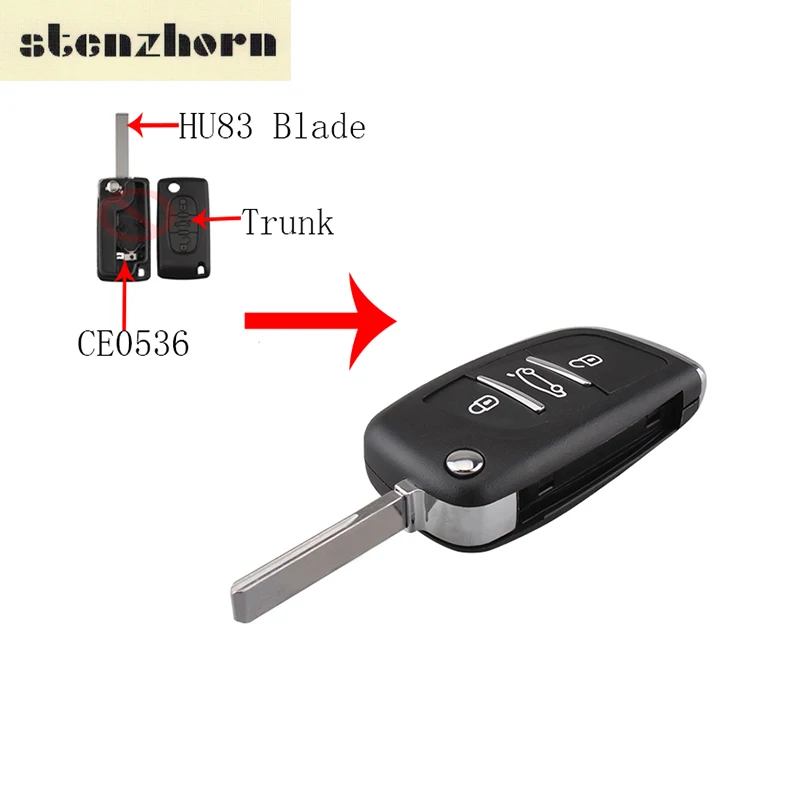 Stenzhorn 3BTN ключа Shell для peugeot 207 308 307cc Citroen C2 C3 C4 C5 C6 XSARA Пикассо изменение флип ключ CE0536