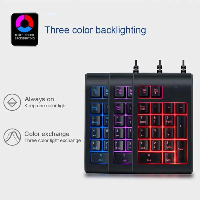 ALLOYSEED portable Numeric Keypad Wired 19 Keys Mini Numpad LED Backlight Digital Numeric Keyboard for Computer Laptop PC ALLOYSEED portable Numeric Keypad Wired 19 Keys Mini Numpad LED Backlight Digital Numeric Keyboard for Computer Laptop PC