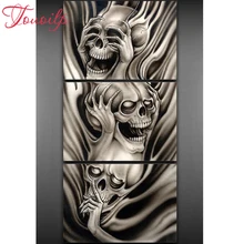 На заказ алмазная живопись вышивка крестиком, 5d алмазная вышивка череп, полный, 3d Алмазная вышивка рисунок, вышитая бисером живопись, хобби, подарок, 3 шт