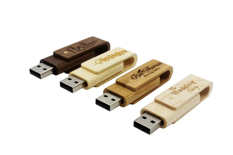 POWERONE деревянный вращающийся USB флеш-накопитель, флешка 4G 8GB 16GB 32GB 64 GB, флеш-накопитель, персональный логотип, индивидуальная карта памяти