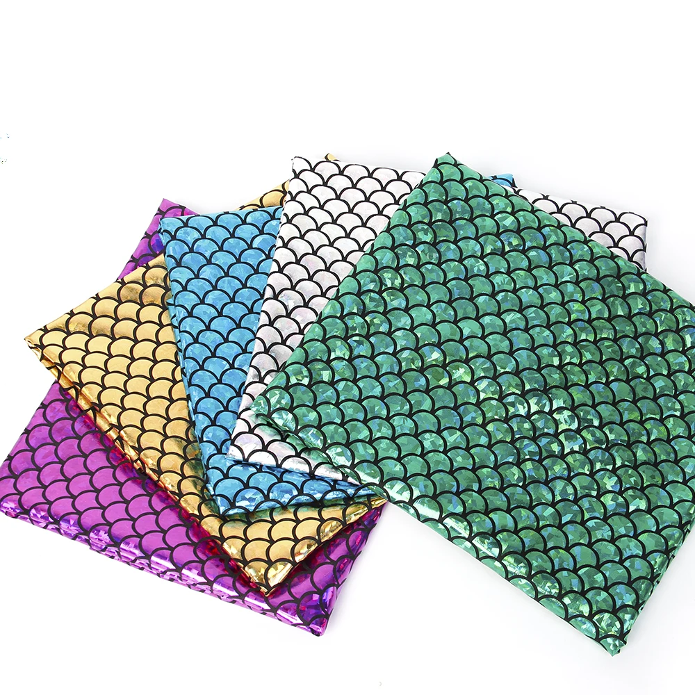 Давид аксессуары 50*145 см рыбья чешуя 4 способа растягивающаяся Лазерная трикотажная ткань для ткани детское постельное белье Текстиль для шитья куклы тильда, 47022