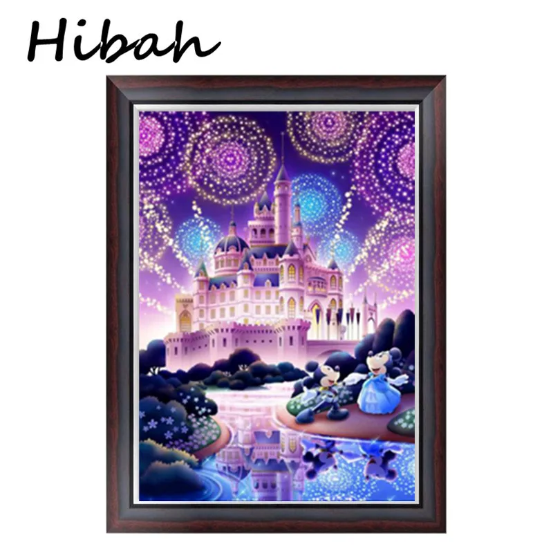 

Decorative Crafts 5D DIY Mickey Mouse Cartoon Castle Diamonds Diamond Embroidery Round Rhinestone Cross-stitch Hand-painted