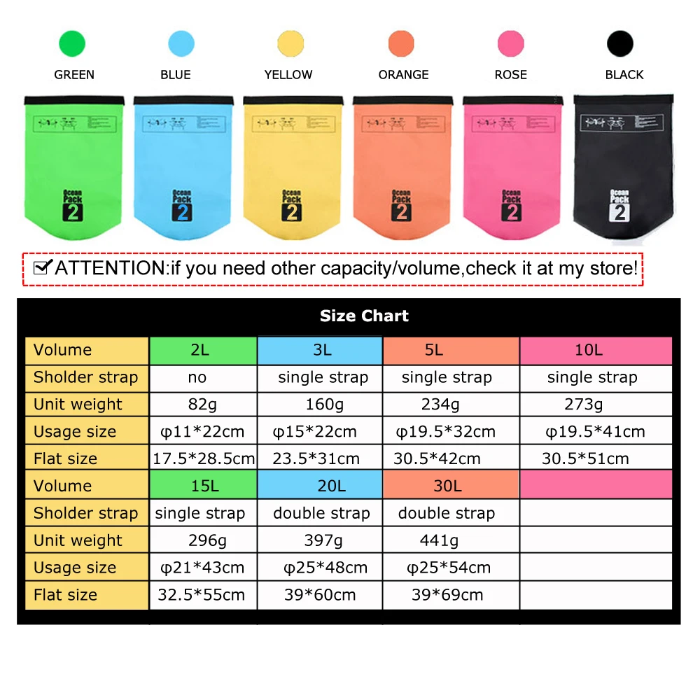 Bolsa seca resistente al agua impermeable 3L bolsa de almacenamiento bolsa de natación al aire libre kayak canoa río Trekking bote Bolsa seca resistente al agua impermeable 3L bolsa de almacenamiento bolsa de natación al aire libre kayak canoa río Trekking bote