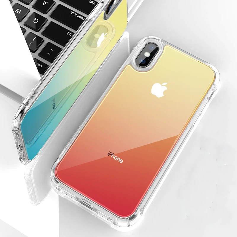 

Gradient Phone Case For iPhone XR XS XS Max 8 7 6 6S Plus Hard Silicone Acrylic Cover for Iphone XS Xs Xr Transparent Case Shell