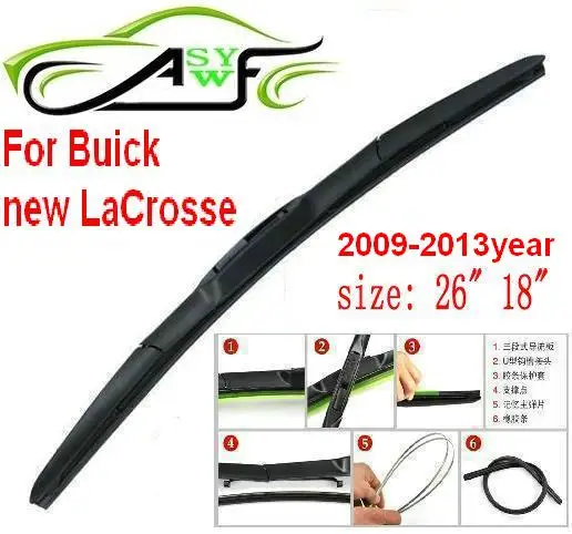 

Free shipping car wiper blade for Buick new LaCrosse Size 26" 18" Soft Rubber WindShield Wiper Blade 2pcs/PAIR deflector window