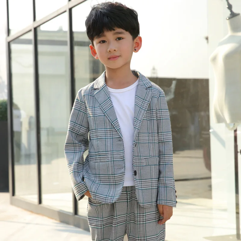 

Kids Clothes 2018new Spring Autumn Casual lattice Children's suit Cotton Long Sleeve Single Breasted Coat+pants baby boy clothes