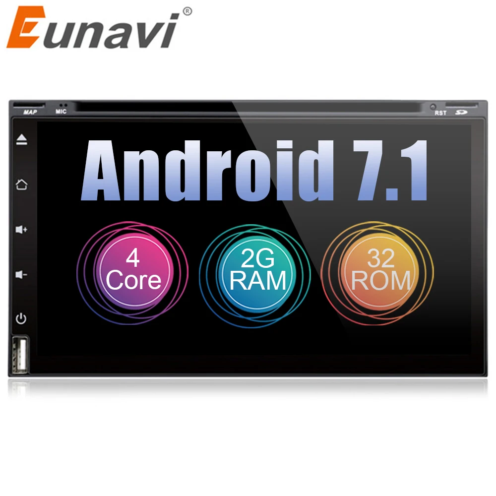 

Eunavi Quad Core 2 Din Universal Android 7.1 8.1 Car DVD Player GPS Navi Car pc Radio Stereo Bluetooth WIFI USB touch screen