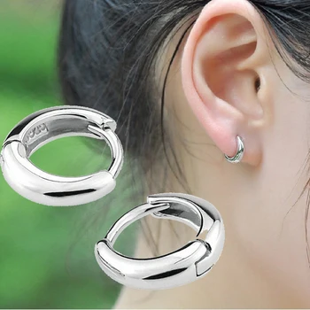 

High Quality Polished 925 Sterling Silver Hoop Earrings Hypoallergenic Earrings Korean Female Cute Glossy Small Ear Jewelry
