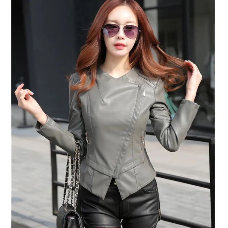 

short leather jacket women fashion style coat leather work wear jackets and coats spring and autumn leather clothing 2019