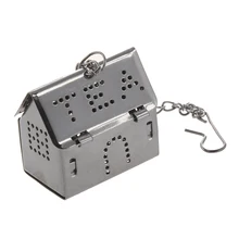 SODIAL(R) Серебряный тон мини поднос в форме дома чай заварки чай мяч набор