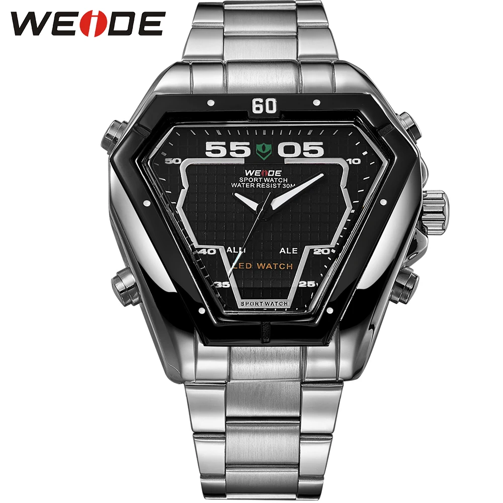 Prix pour Weide marque irrégulière homme sport montres résistance à l'eau de quartz analogique numérique affichage en acier inoxydable exécution montres pour hommes Prix pour Weide marque irrégulière homme sport montres résistance à l'eau de quartz analogique numérique affichage en acier inoxydable exécution montres pour hommes