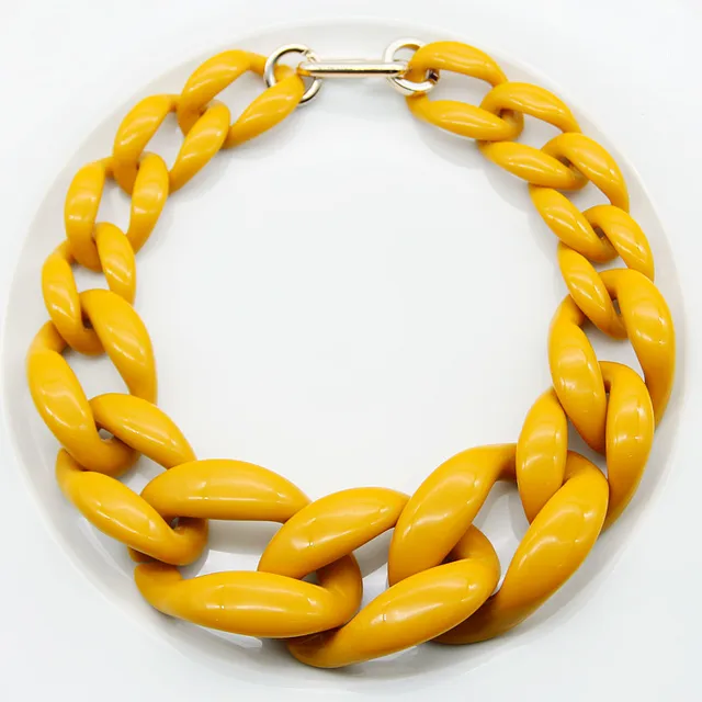 FishSheep Statement Wine Red Acrylic Chunky Chain Choker Necklace For Women Resin Long Chain Big Pendants Necklaces 2019 Jewelry yellow as photo