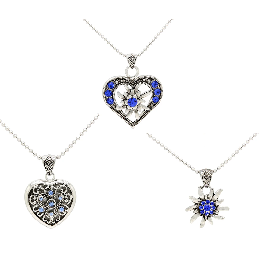 Trendy Wholesale Jewelry 3 Disc Pendant Necklace with Blue Rhinestone
