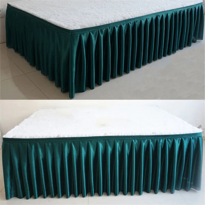 Ice silk chiffon white color wedding table skirt party banquet stage table skirt for cloth decoration