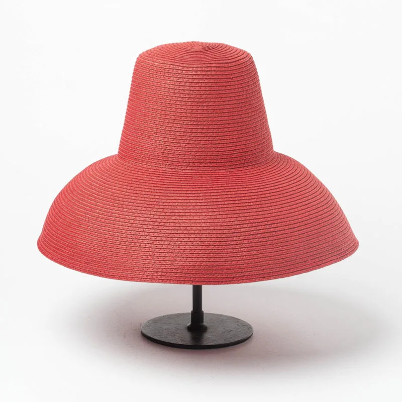 Новинка, женская шляпа от солнца с гибкой лампой, красная, черная, бежевая, с широкими полями, солнцезащитный козырек, летняя пляжная шляпа, с высоким верхом, складная соломенная Кепка, с защитой от ультрафиолета, шляпа для путешествий