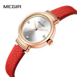 MEGIR женские часы простые маленькие наручные часы с циферблатом водонепроницаемые бриллиантовые Изящные кожаные модные роскошные часы Reloj