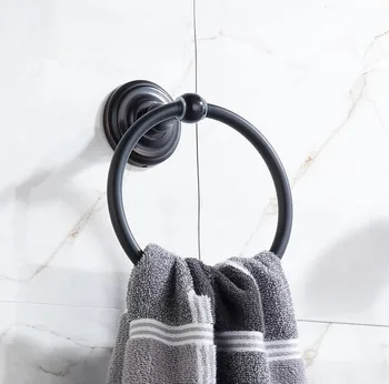 

Bathroom Accessories Vitange Black Finish Wall Mounted Stainless Steel Bathroom Towel Ring Holder & Towel Bar /bath Hardware
