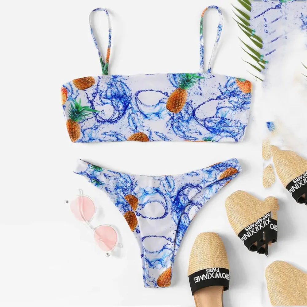 

Fashion Biquine Ladies Floral Print Sexy Tankini Set 2019 new slim Bikini Swimwear Bathing Swimsuit split bikini Beachwear #5